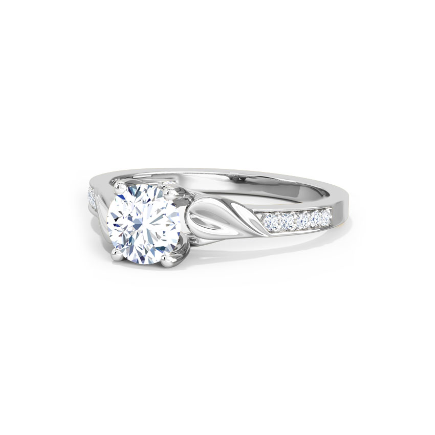 Brocaded Petal Solitaire Ring
