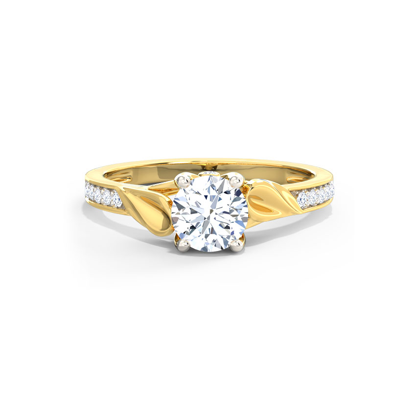 Brocaded Petal Solitaire Ring