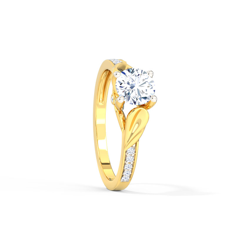 Brocaded Petal Solitaire Ring