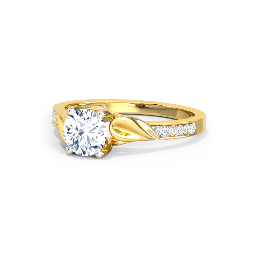 Brocaded Petal Solitaire Ring