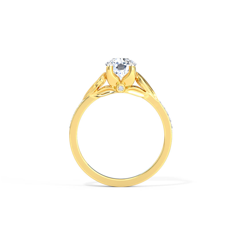 Brocaded Petal Solitaire Ring