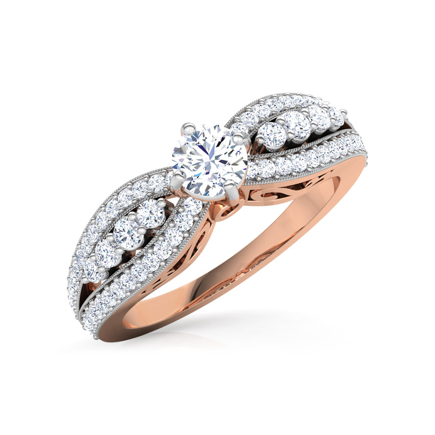 Solitaire Rings 14 Karat Rose Gold Isabella Scroll Solitaire Ring