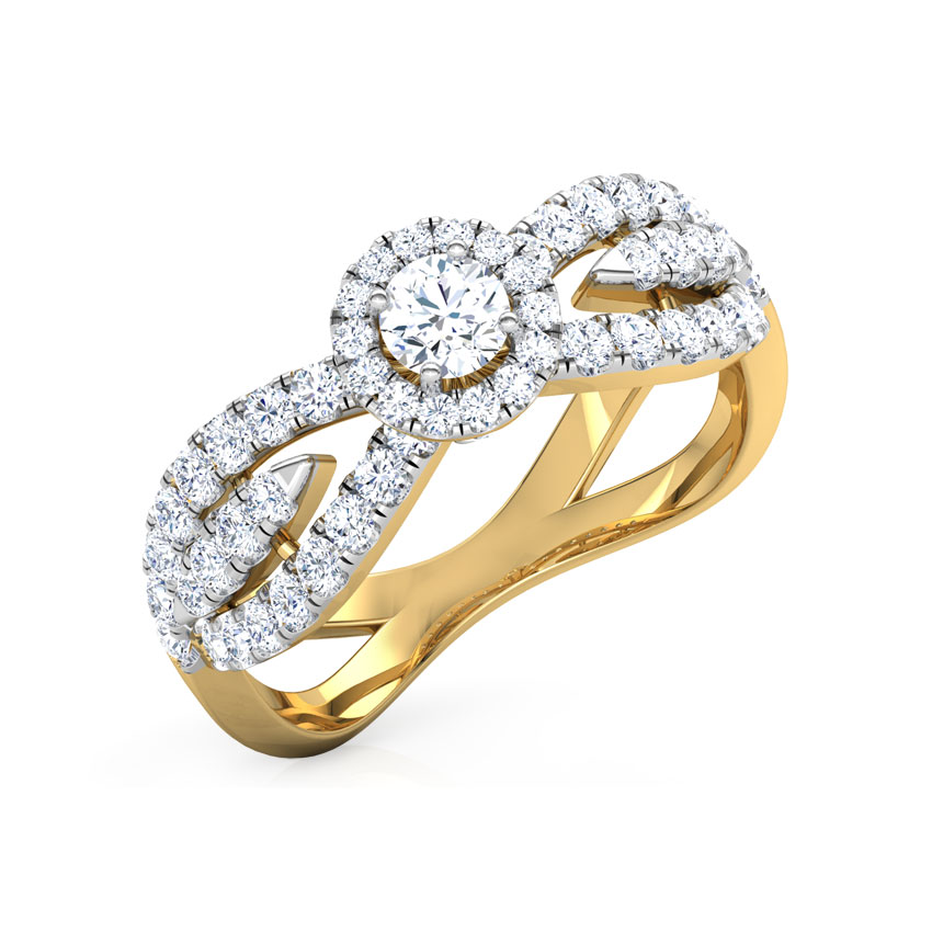 Solitaire Rings 18 Karat Yellow Gold Tiara Twine Solitaire Ring