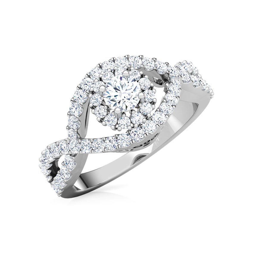 Solitaire Rings 18 Karat White Gold Aura Weave Solitaire Ring