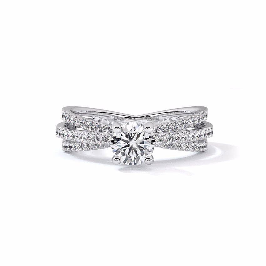 Solitaire Rings 18 Karat White Gold Serene Streaks Solitaire Ring