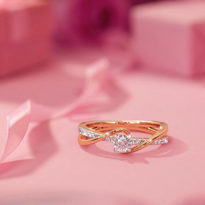 Solitaire Rings 18 Karat Rose Gold Tia Twine Solitaire Ring