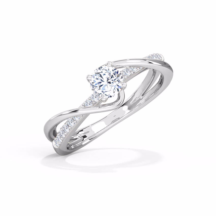 Solitaire Rings 18 Karat White Gold Tia Twine Solitaire Ring
