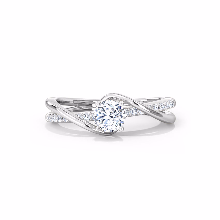 Solitaire Rings 18 Karat White Gold Tia Twine Solitaire Ring