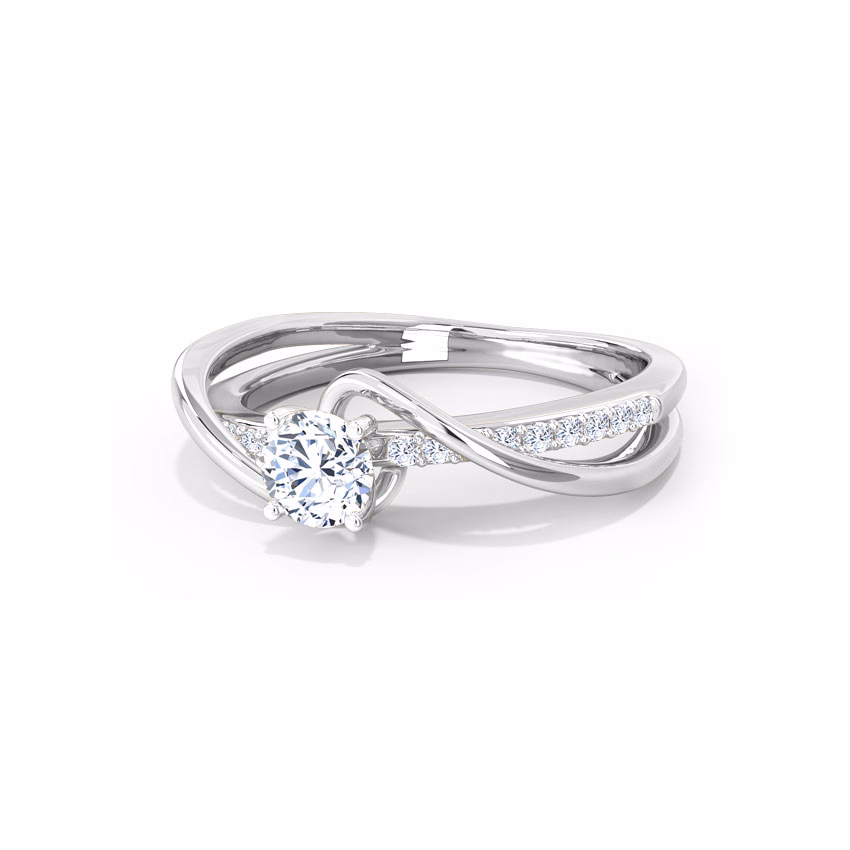 Solitaire Rings 18 Karat White Gold Tia Twine Solitaire Ring