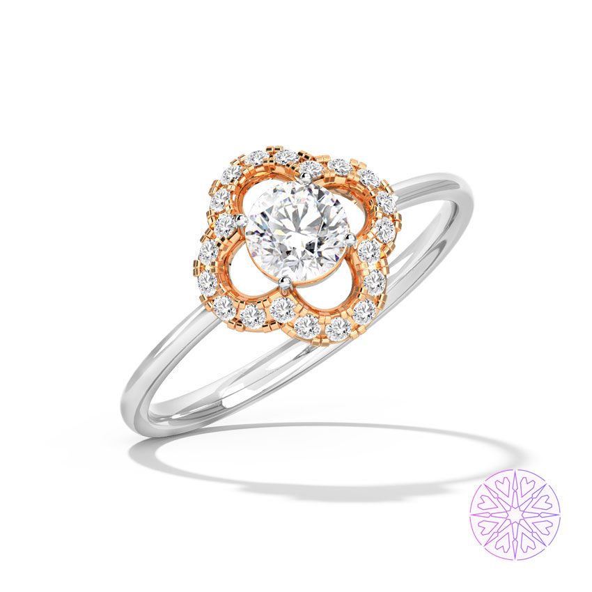 Solitaire Rings 14 Karat Two Tone Gold Sara Hearts & Arrows Solitaire Ring