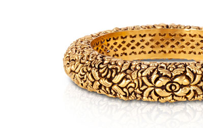 Gold Bangles 22 Karat Yellow Gold The Temple Shrine Bangle