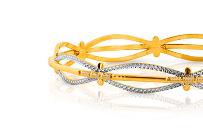 Gold Bangles 22 Karat Yellow Gold Iha Glitter Gold Bangle