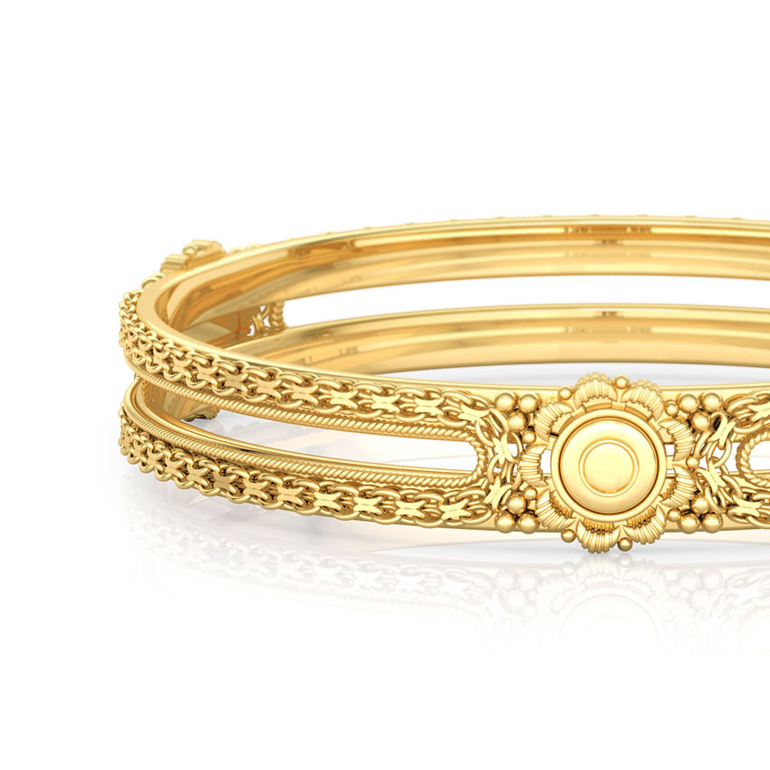 Floral Cut-Out Gold Bangle