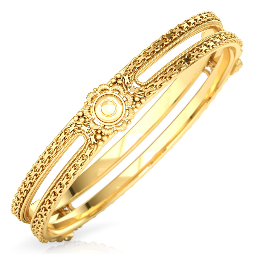 Floral Cut-Out Gold Bangle