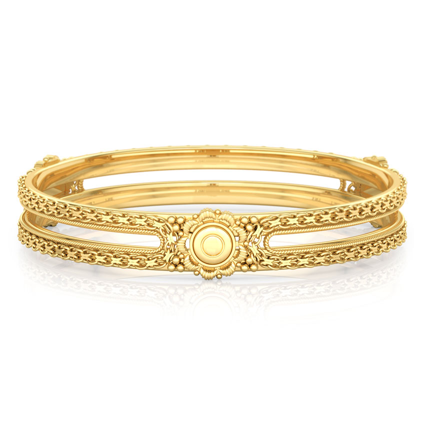 Floral Cut-Out Gold Bangle