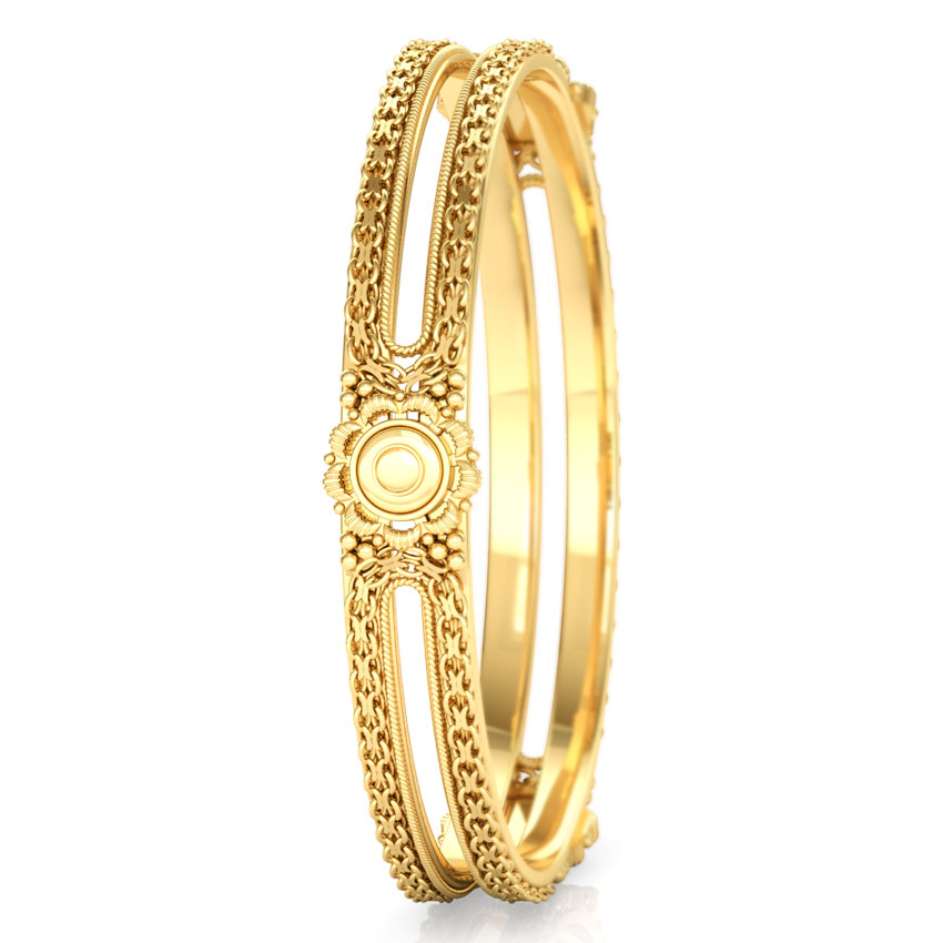 Floral Cut-Out Gold Bangle