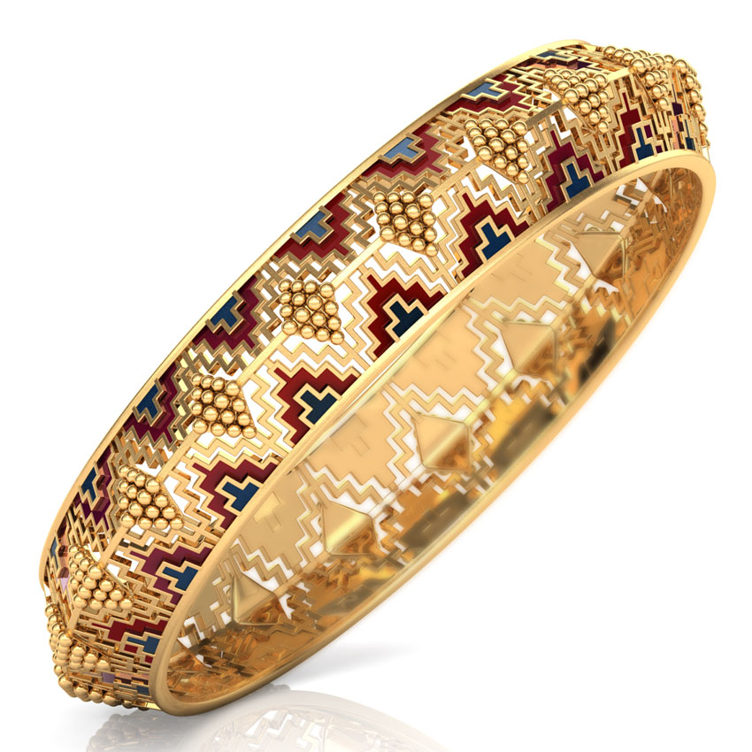 Enamel Deco Broad Gold Bangle