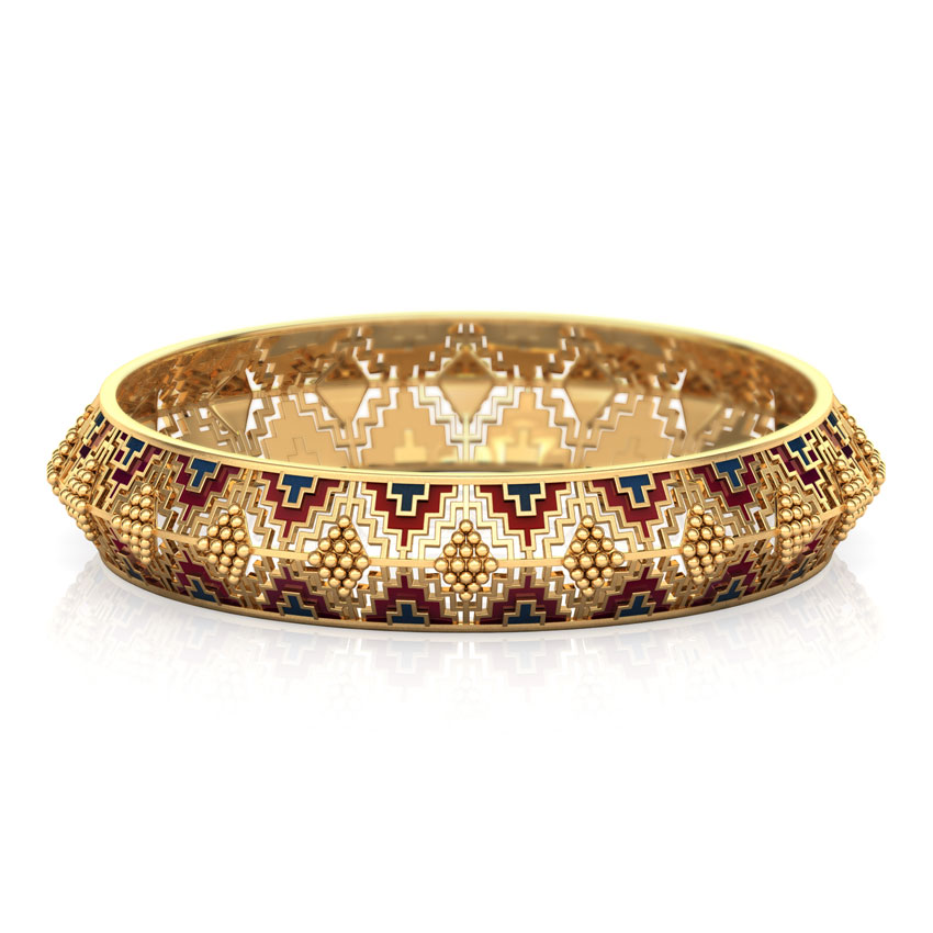 Enamel Deco Broad Gold Bangle