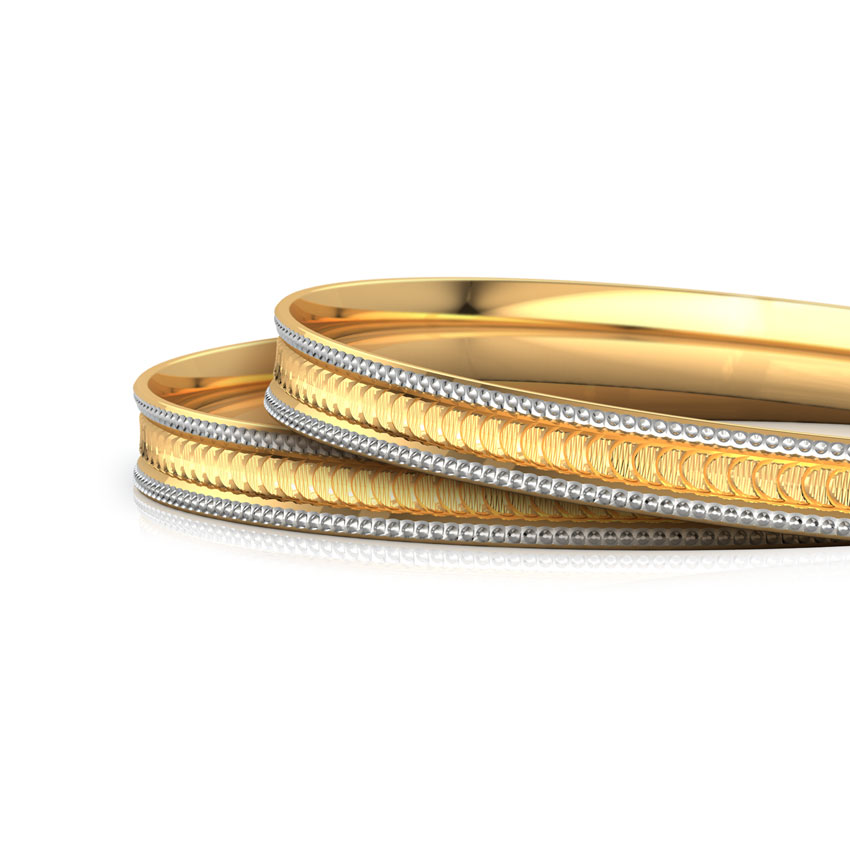 Notch Texture Gold Bangle Set of 2