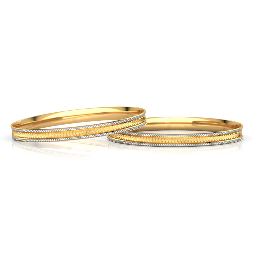 Notch Texture Gold Bangle Set of 2