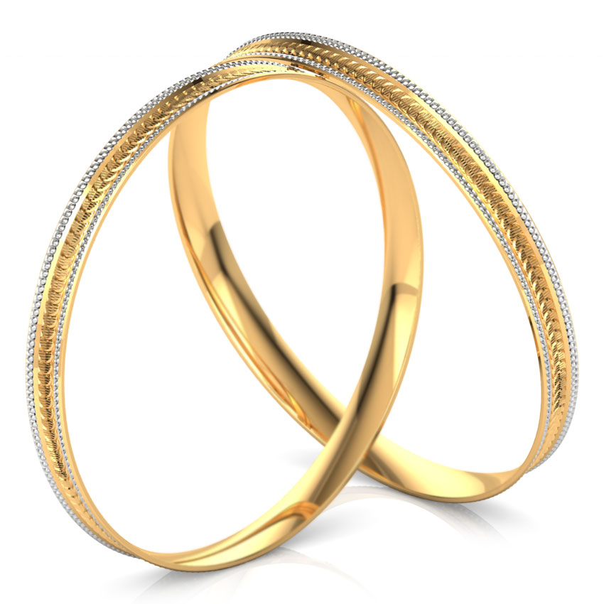 Notch Texture Gold Bangle Set of 2