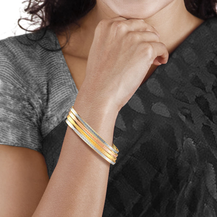 Straight Weave Gold Bangle Set of 4