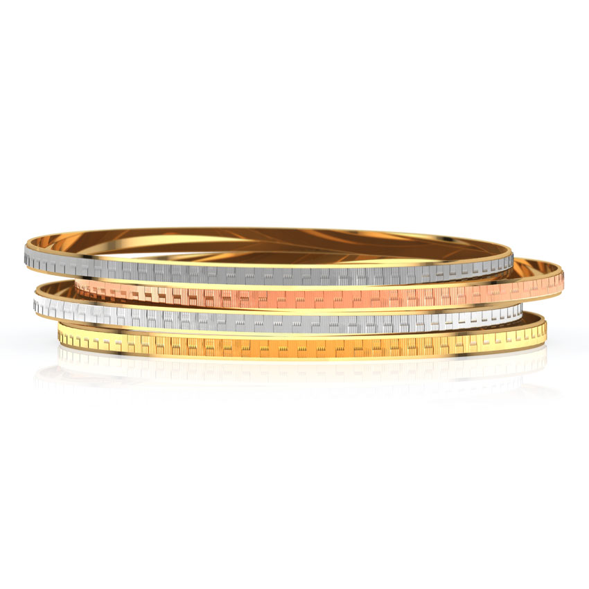 Straight Weave Gold Bangle Set of 4
