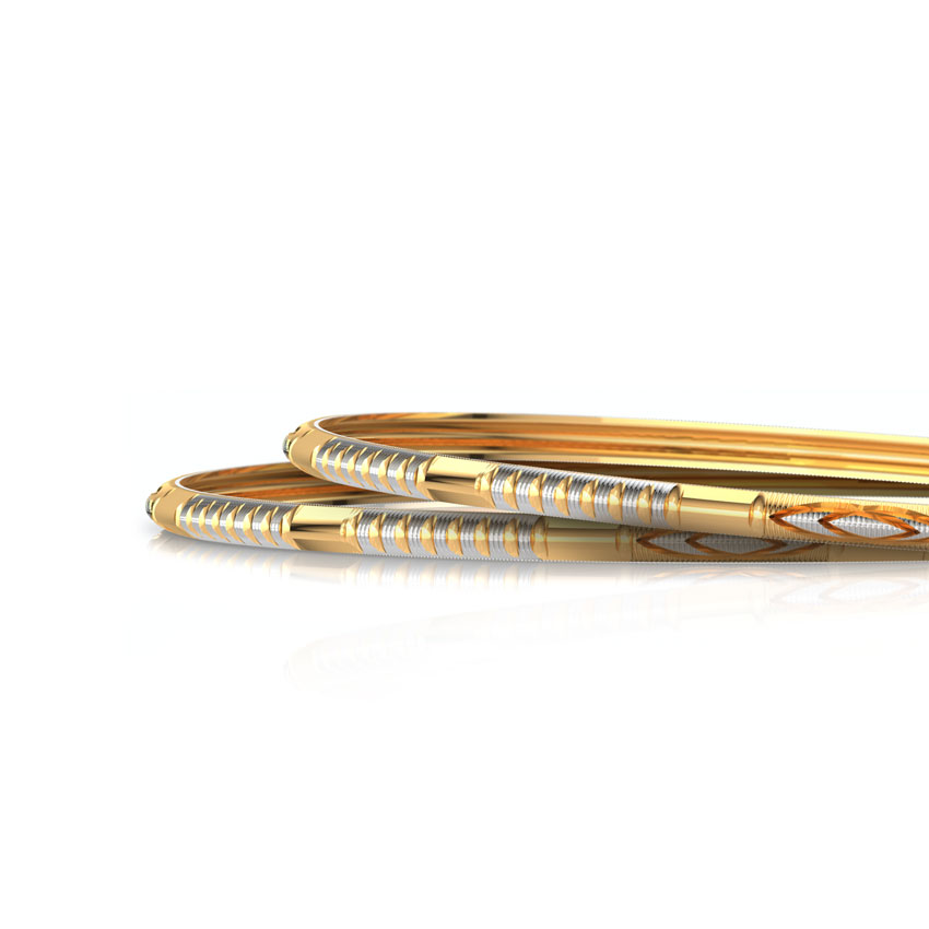 Facet Cut Gold Bangle Set of 2