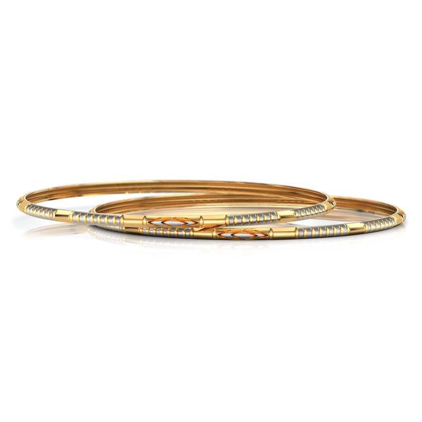 Facet Cut Gold Bangle Set of 2