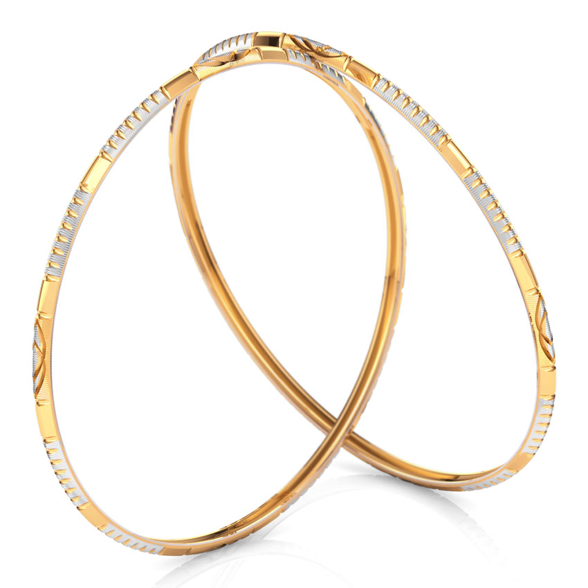 Facet Cut Gold Bangle Set of 2