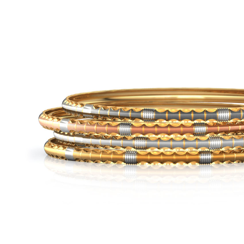 Four Tone Gold Bangle Set of 4