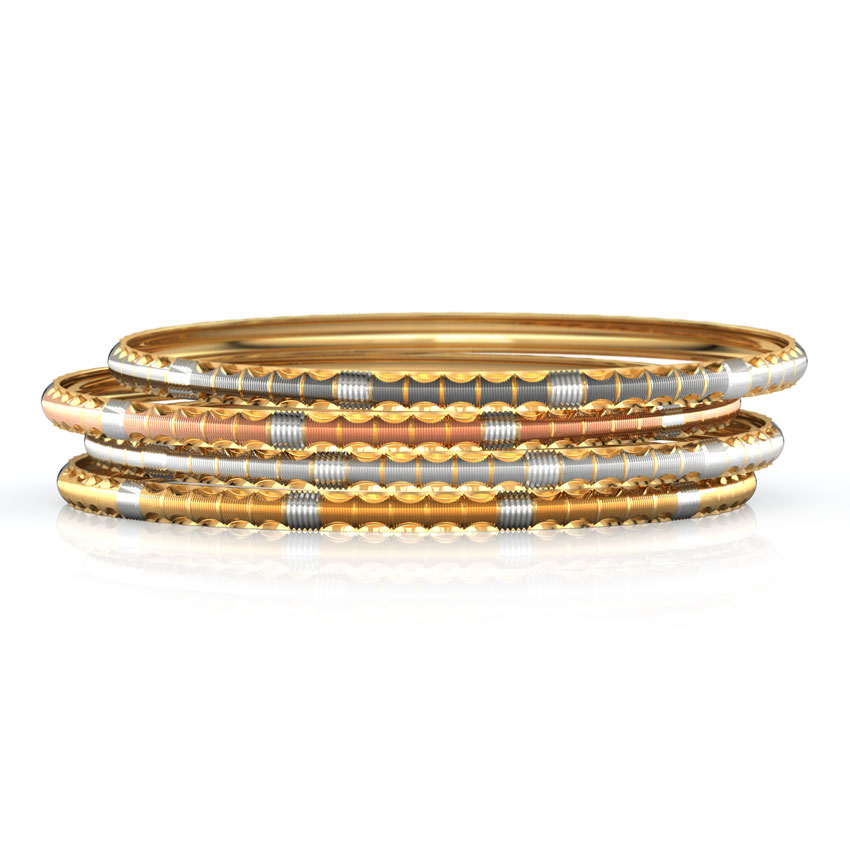 Four Tone Gold Bangle Set of 4