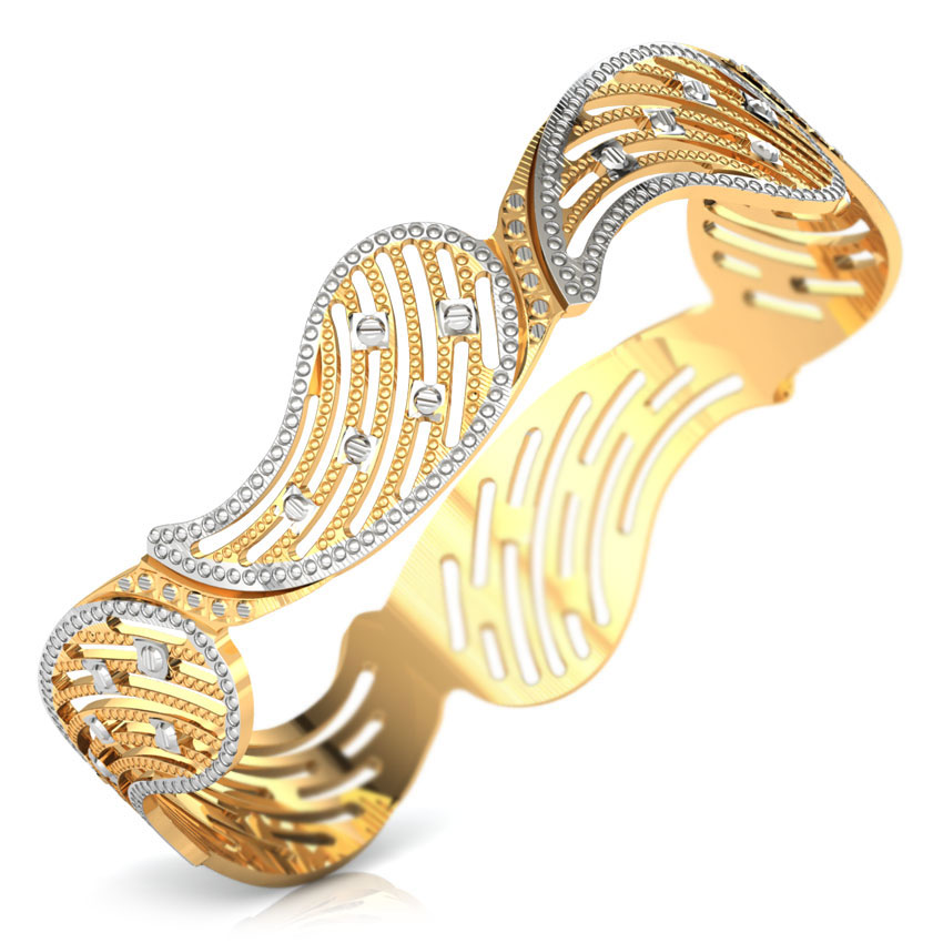 Grooved Paisley Gold Bangle