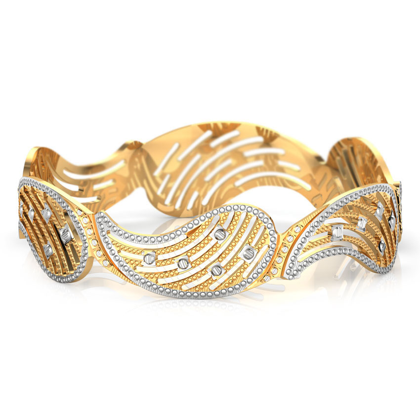 Grooved Paisley Gold Bangle