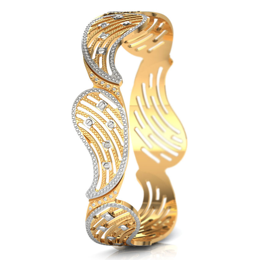 Grooved Paisley Gold Bangle