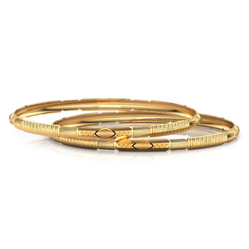 Patterened Gold Bangle Set of 2