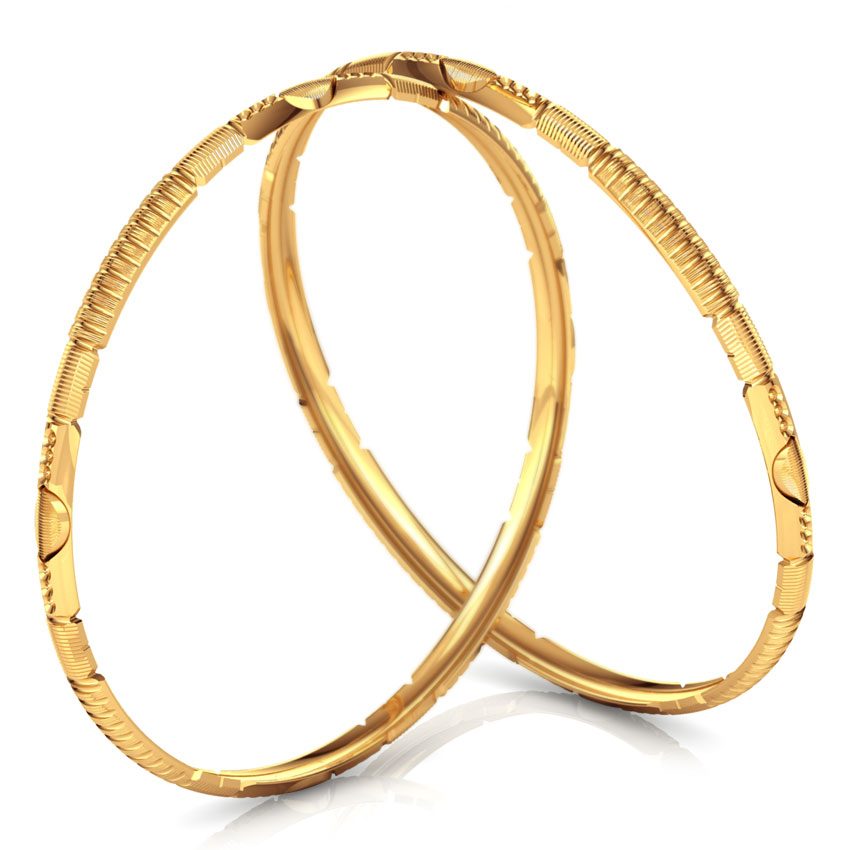Patterened Gold Bangle Set of 2