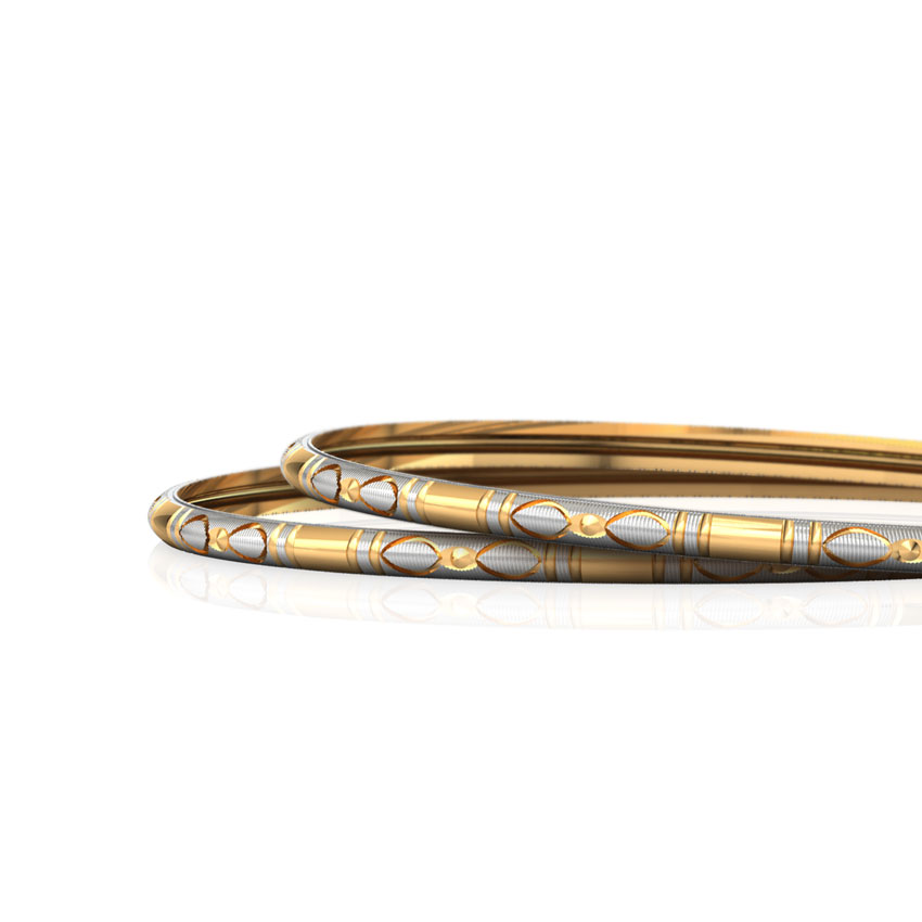 Grooved Texture Gold Bangle Set of 2