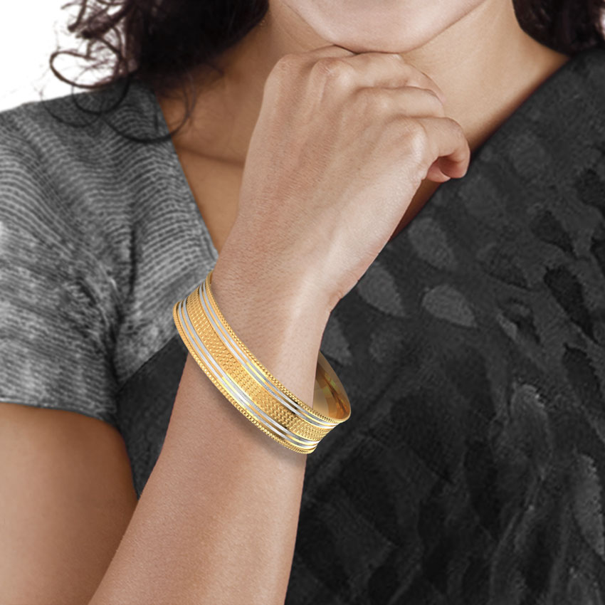 Two-Tone Linear Gold Bangle