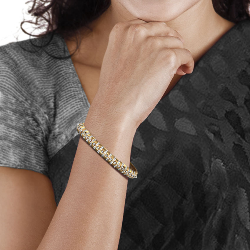 Cutout and Bead Gold Bangle