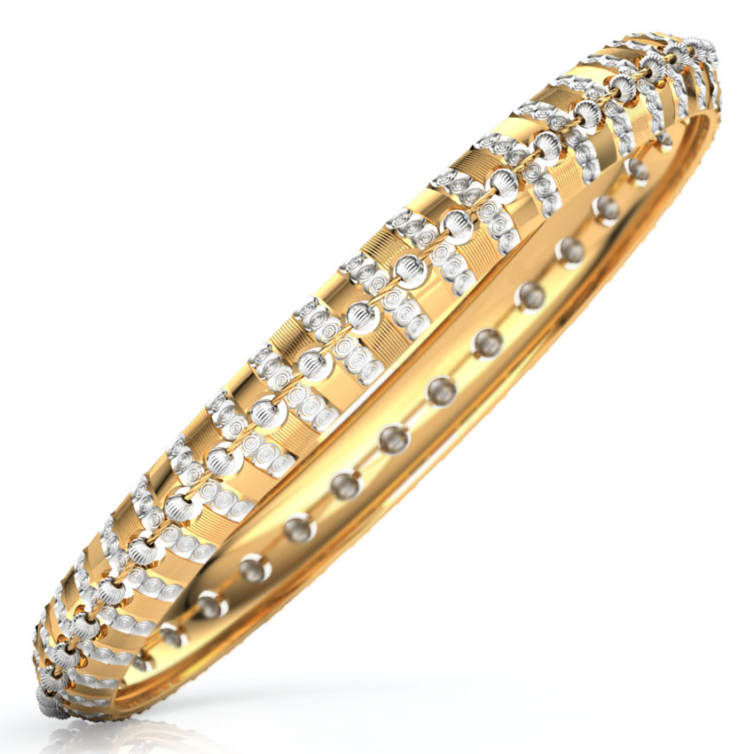 Cutout and Bead Gold Bangle