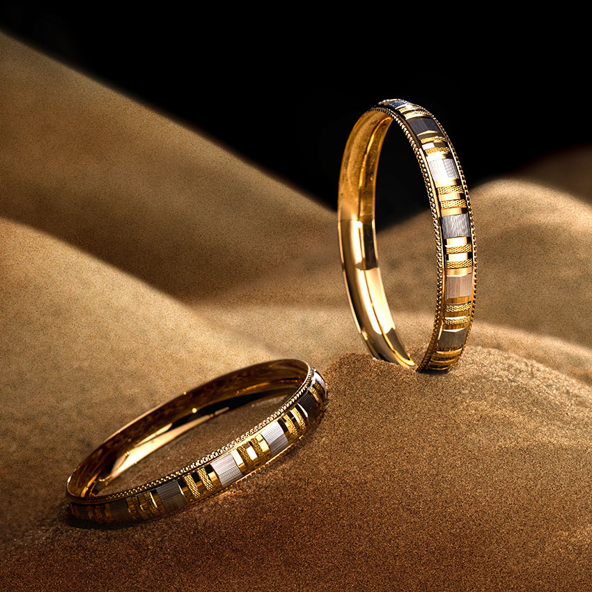 Gold Bangles 22 Karat Yellow Gold Straight Facet Gold Bangle