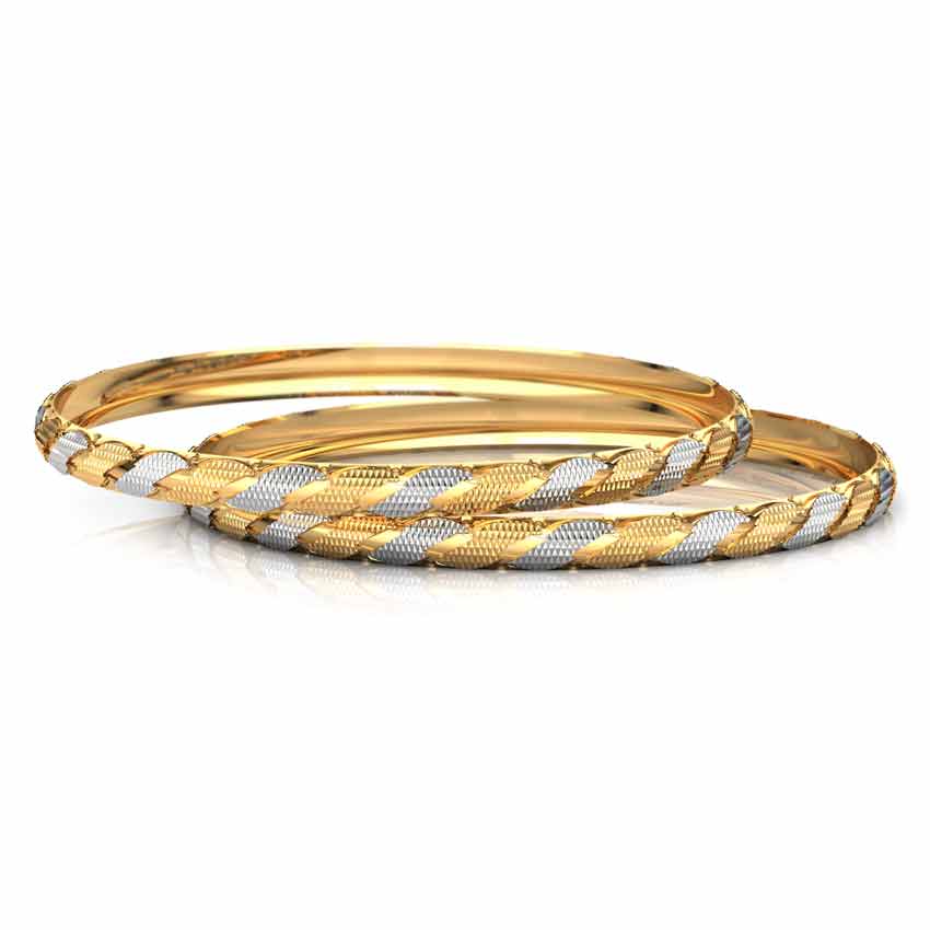 Curvy Deco Gold Bangle Set of 2