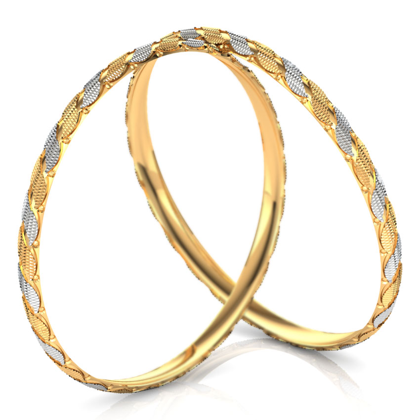 Curvy Deco Gold Bangle Set of 2