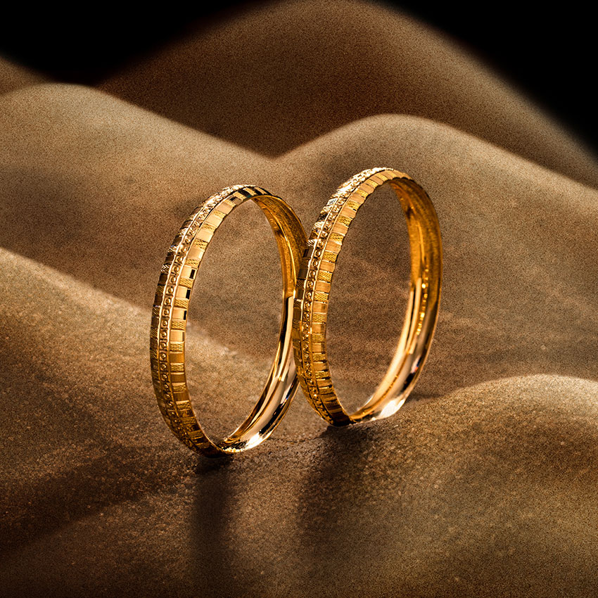 Gold Bangles 22 Karat Yellow Gold Waver Texture Gold Bangle