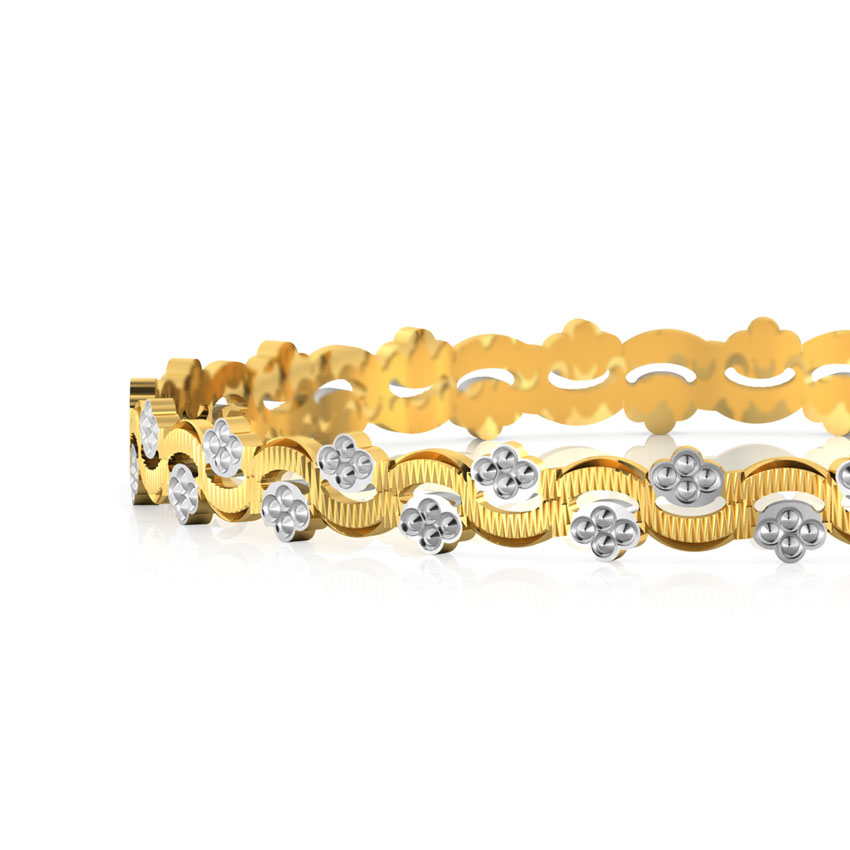 Grooved Wave Gold Bangle