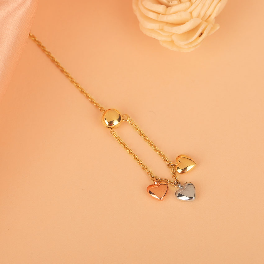 Dangling Hearts Gold Flexi Ring