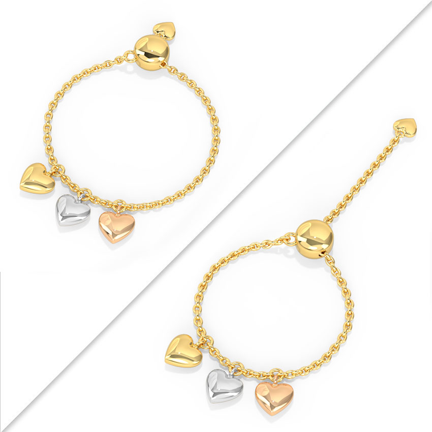 Dangling Hearts Gold Flexi Ring