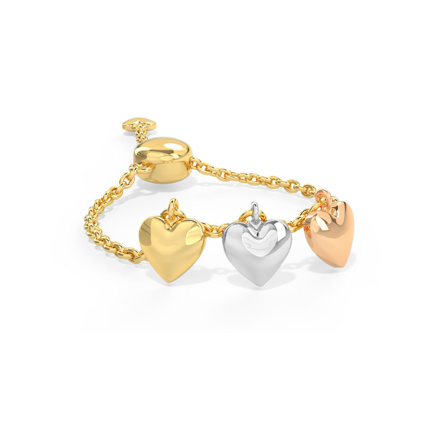 Dangling Hearts Gold Flexi Ring