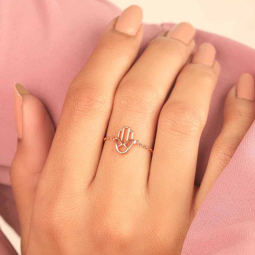 Hamsa Gold Flexi Ring
